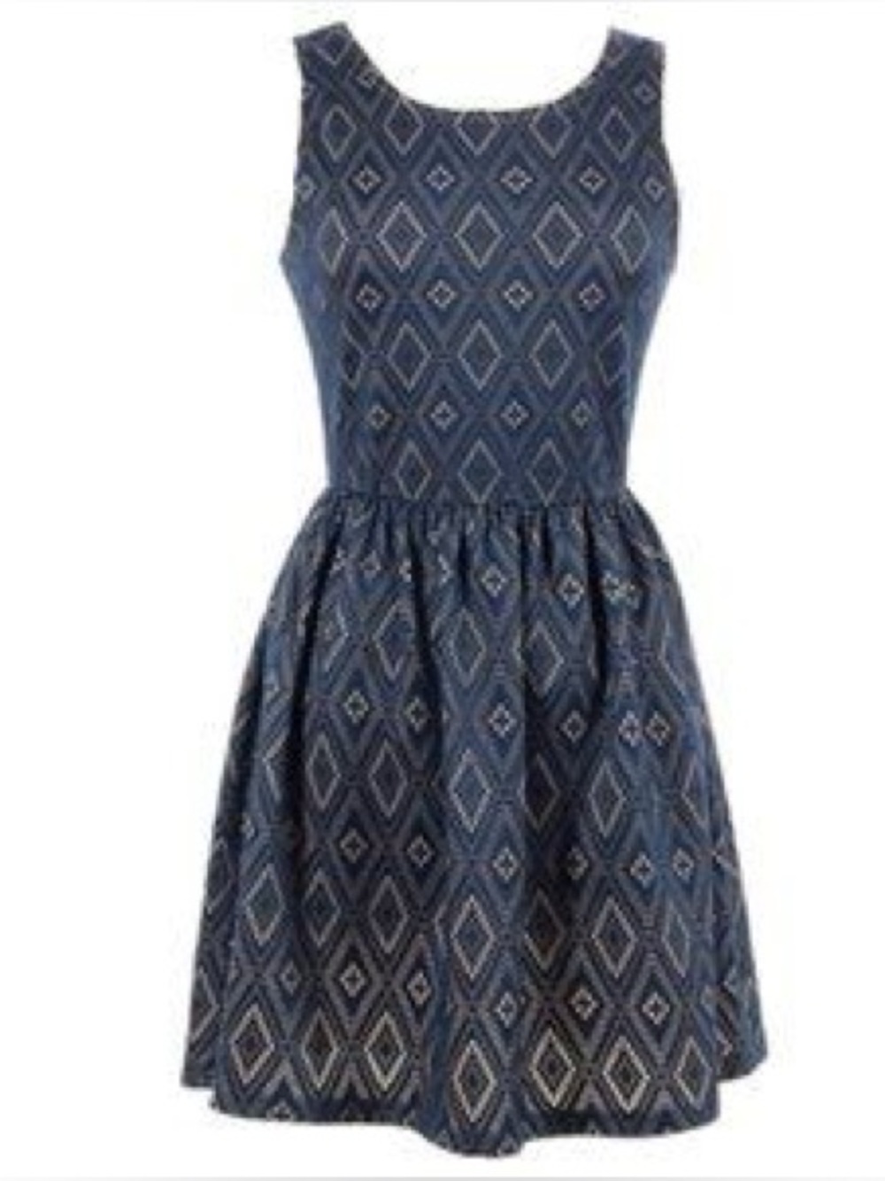 Alya Blue and Tan Patterned Dress